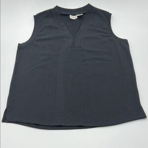 4/$20 White Stag Sleeveless Top Women's Large Black Knit Cotton V-Neck Stretch